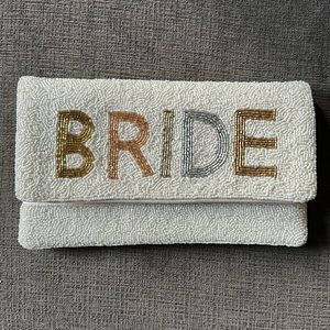 BRIDE beaded purse with gold strap